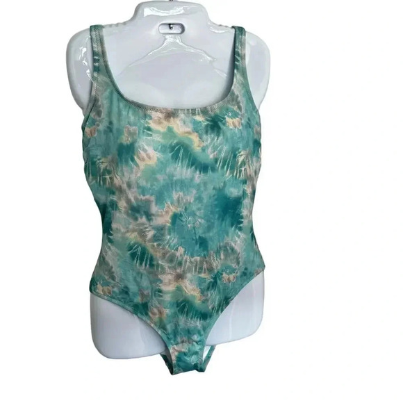 NWOT Johnny Was Calme Aqua Keys Turquoise Tie Dye One Piece Tank Swimsuit SZ XL - Picture 2 of 8